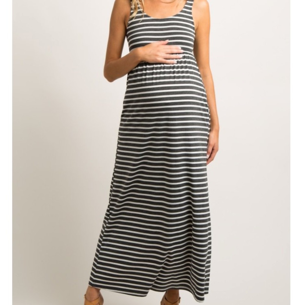 Pink blush Charcoal grey maternity dress
